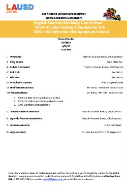 ELAC AGENDA